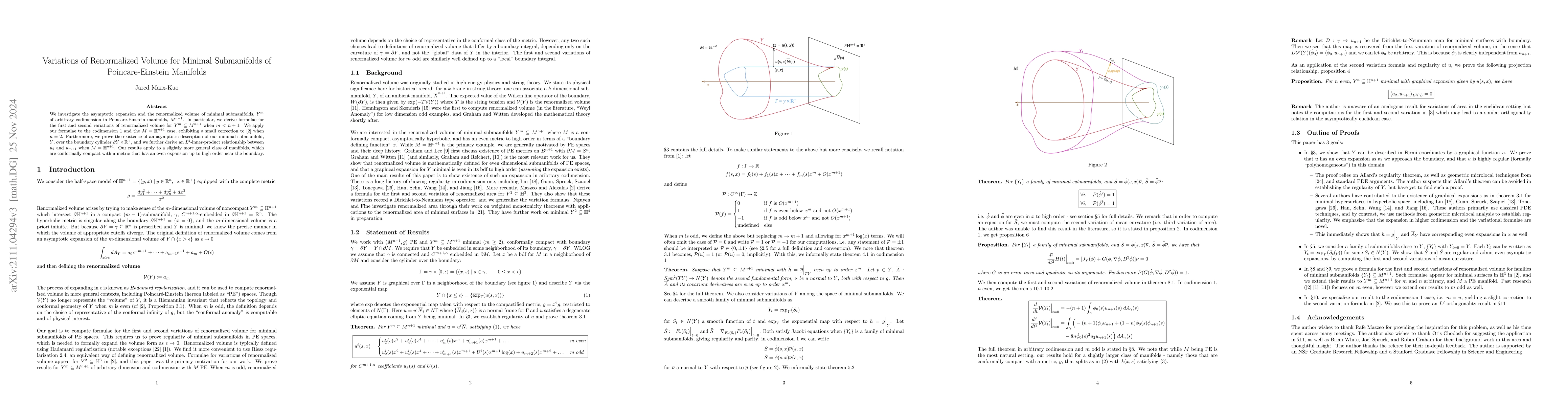 Thumbnail for Variations of Renormalized Volume for Minimal Submanifolds of
  Poincare-Einstein Manifolds