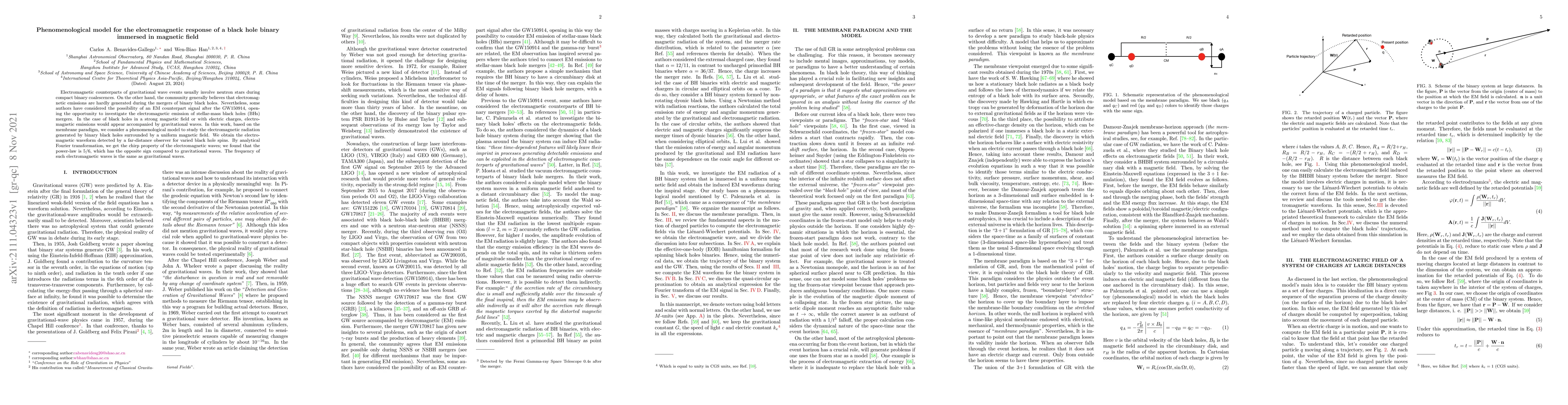 Thumbnail for Phenomenological model for the electromagnetic response of a black hole
  binary immersed in magnetic field