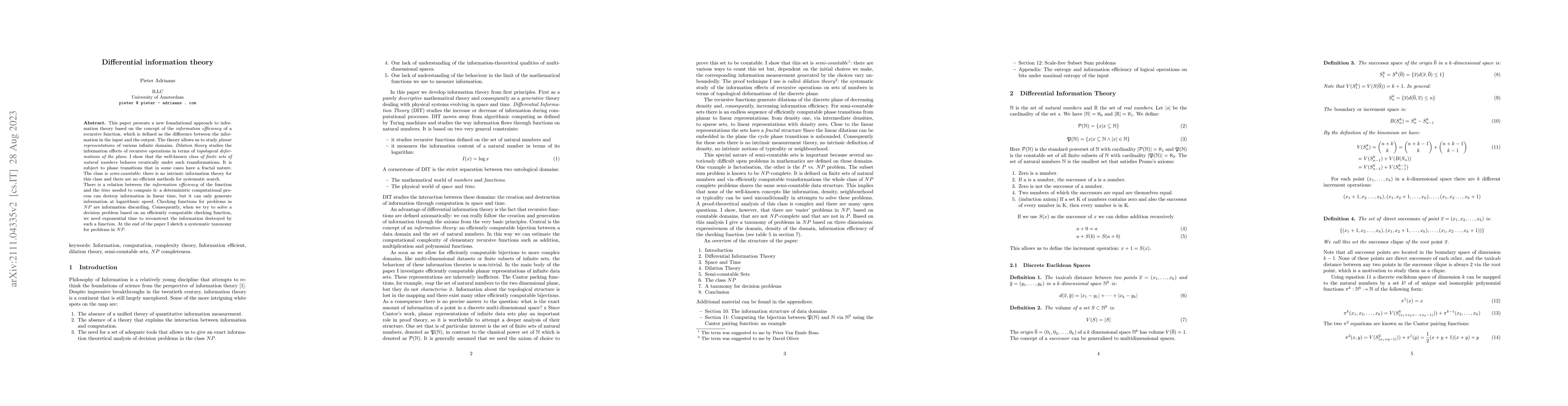 Thumbnail for Differential information theory