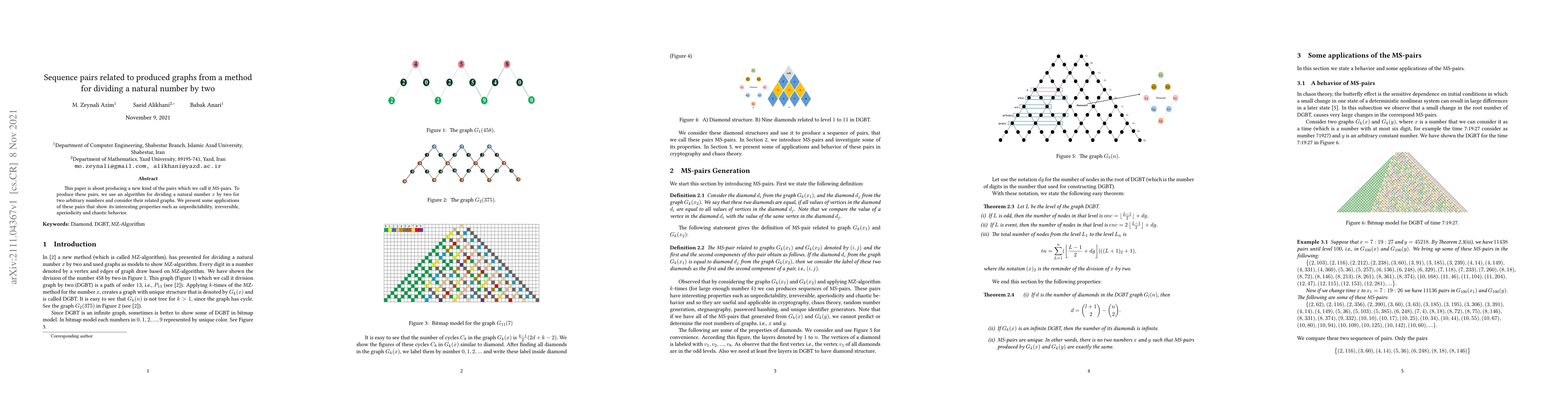 Thumbnail for Sequence pairs related to produced graphs from a method for dividing a
  natural number by two