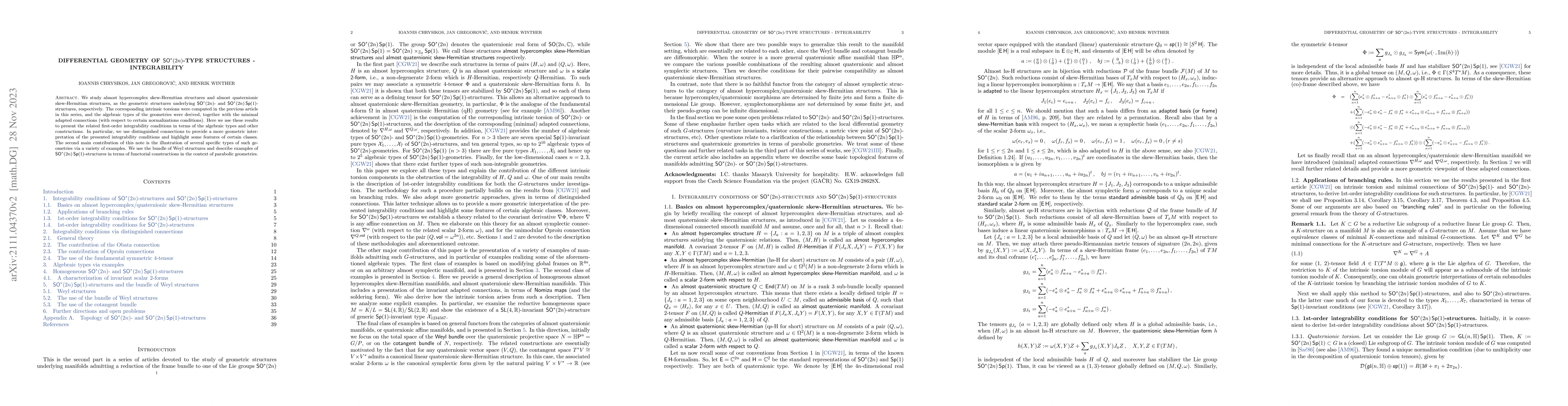 Thumbnail for Differential geometry of ${\mathsf{SO}}^{\ast}(2n)$-type structures --
  Integrability