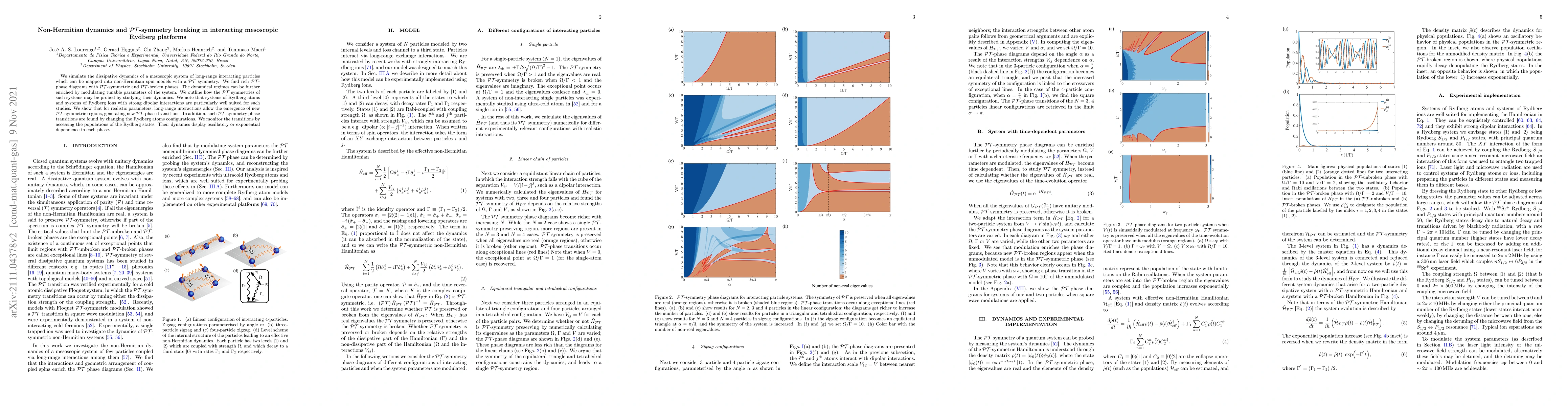 Thumbnail for Non-Hermitian dynamics and $\mathcal{PT}$-symmetry breaking in
  interacting mesoscopic Rydberg platforms
