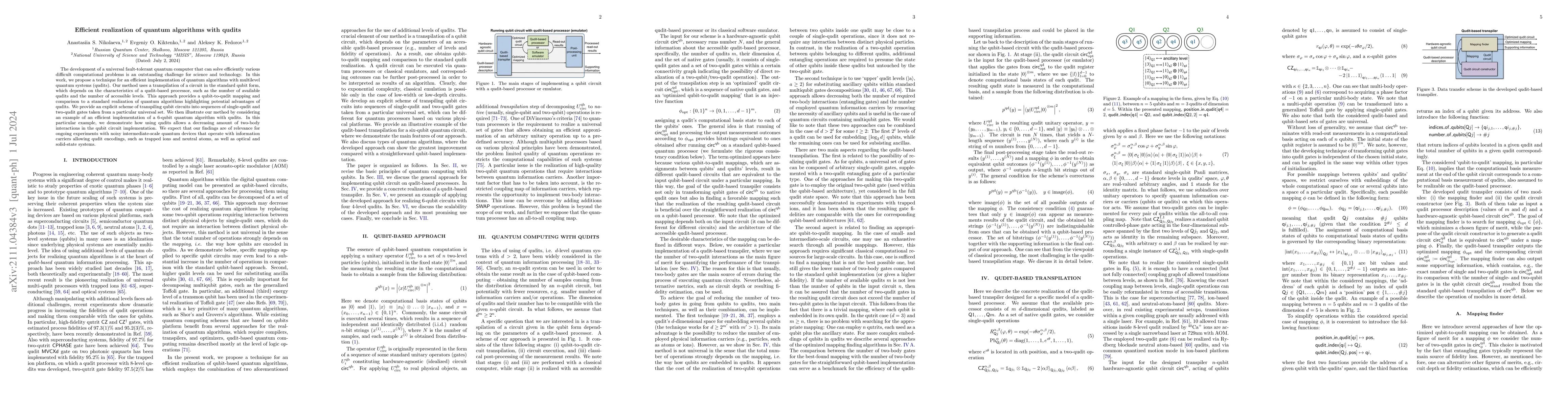Thumbnail for Efficient realization of quantum algorithms with qudits