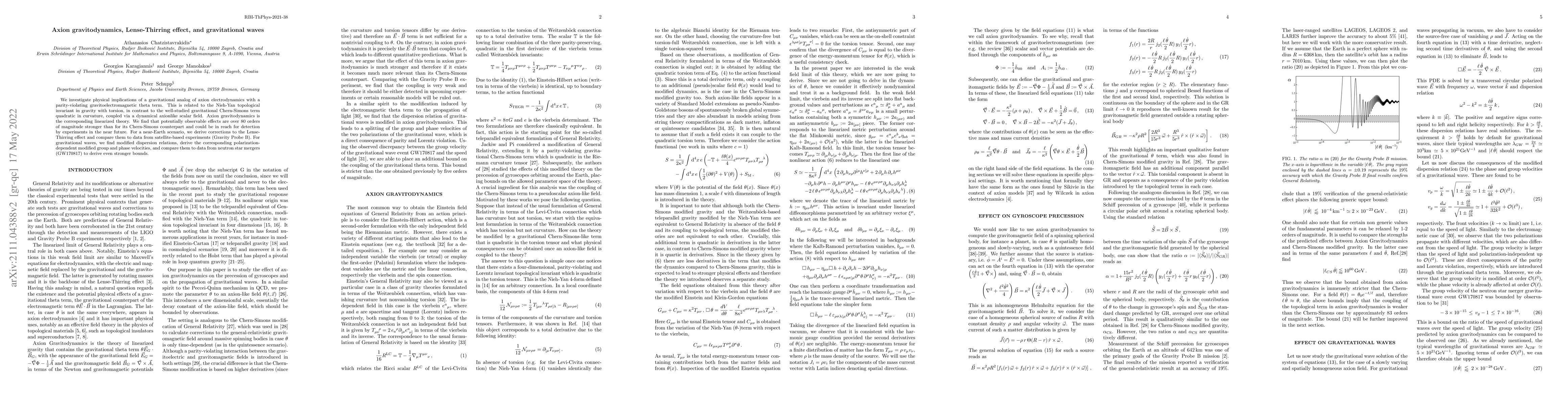 Thumbnail for Axion gravitodynamics, Lense-Thirring effect, and gravitational waves