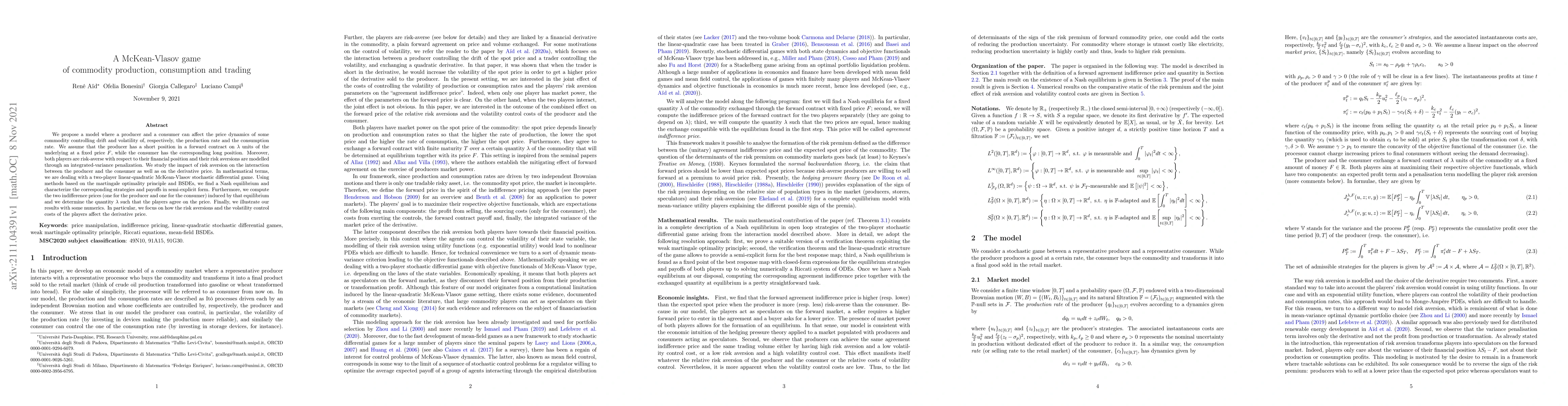 Thumbnail for A McKean-Vlasov game of commodity production, consumption and trading