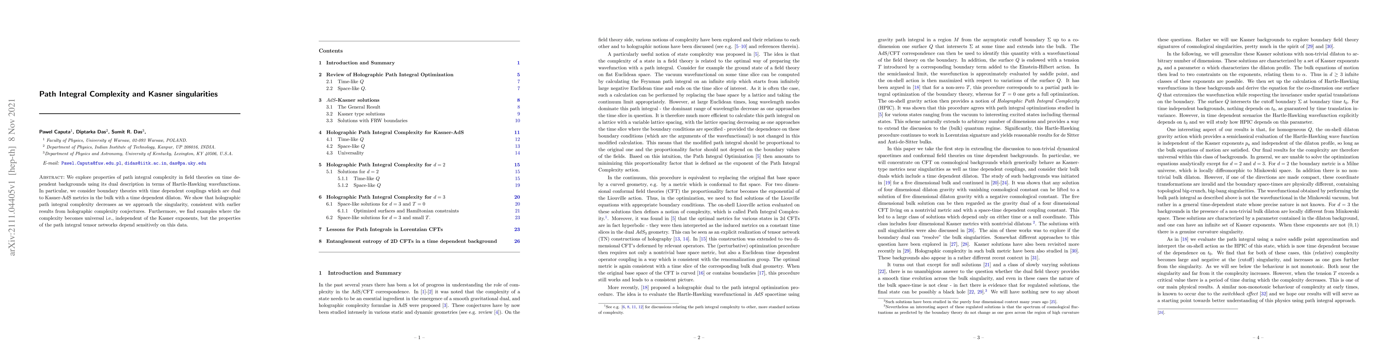Thumbnail for Path Integral Complexity and Kasner singularities