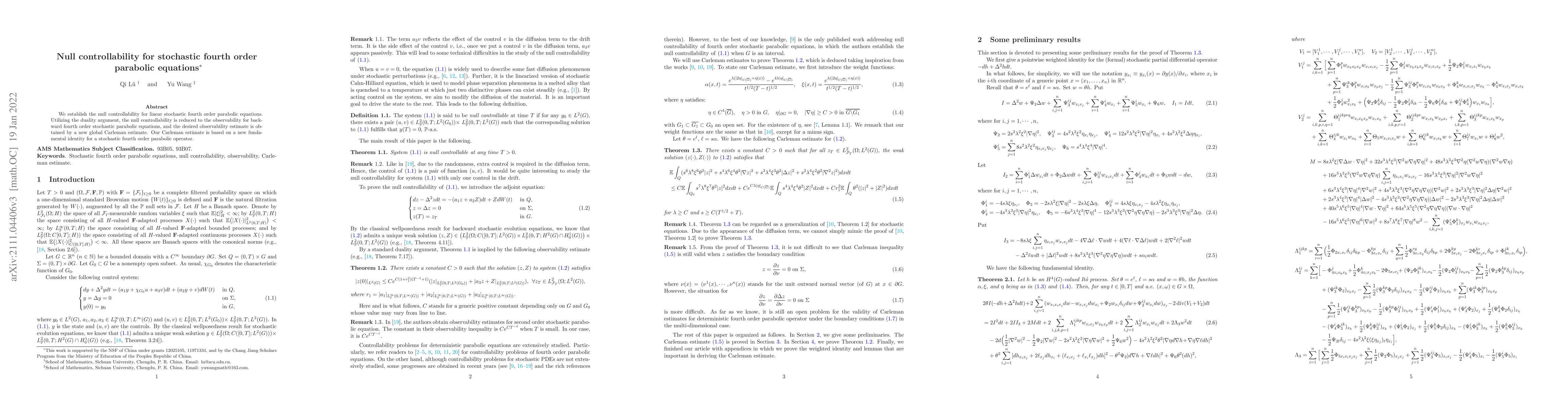 Thumbnail for Null controllability for stochastic fourth order parabolic equations
