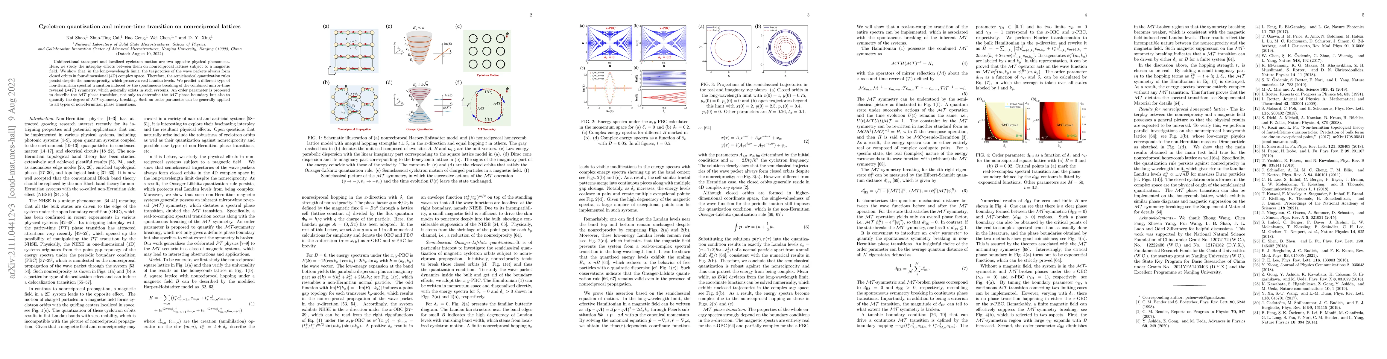 Thumbnail for Cyclotron quantization and mirror-time transition on nonreciprocal
  lattices