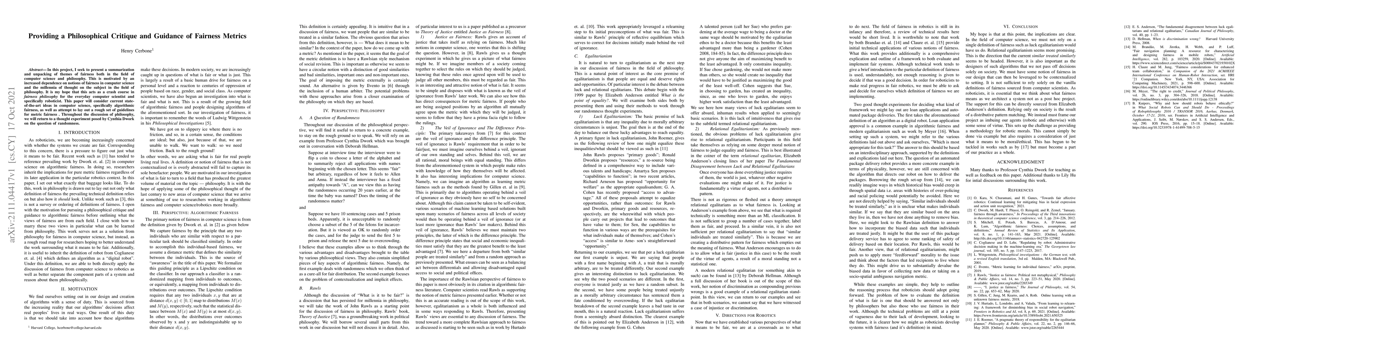 Thumbnail for Providing a Philosophical Critique and Guidance of Fairness Metrics