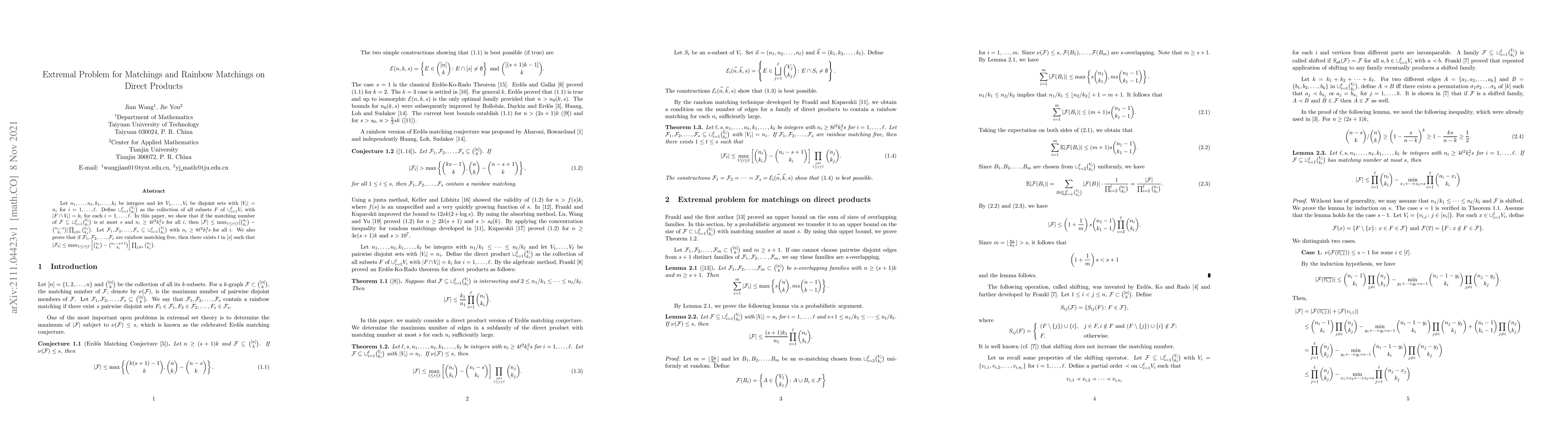 Thumbnail for Extremal Problem for Matchings and Rainbow Matchings on Direct Products