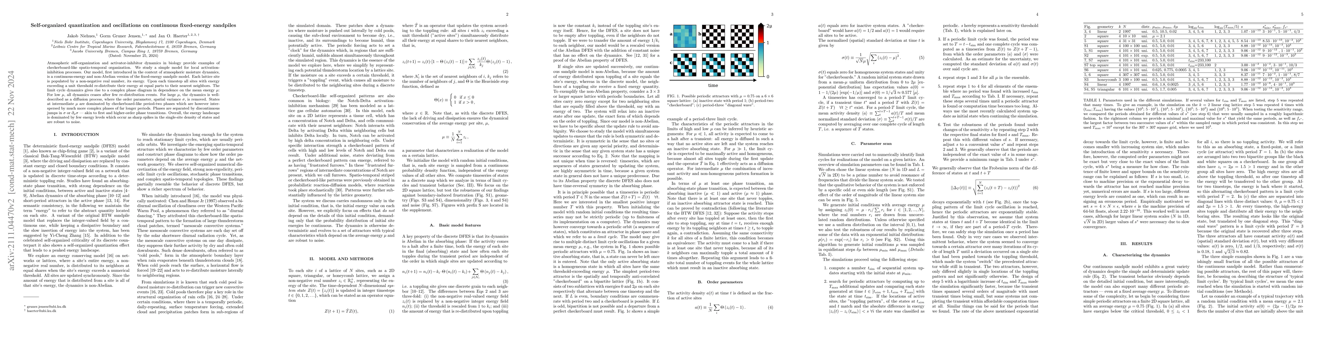 Thumbnail for Self-organized quantization and oscillations on continuous fixed-energy
  sandpiles