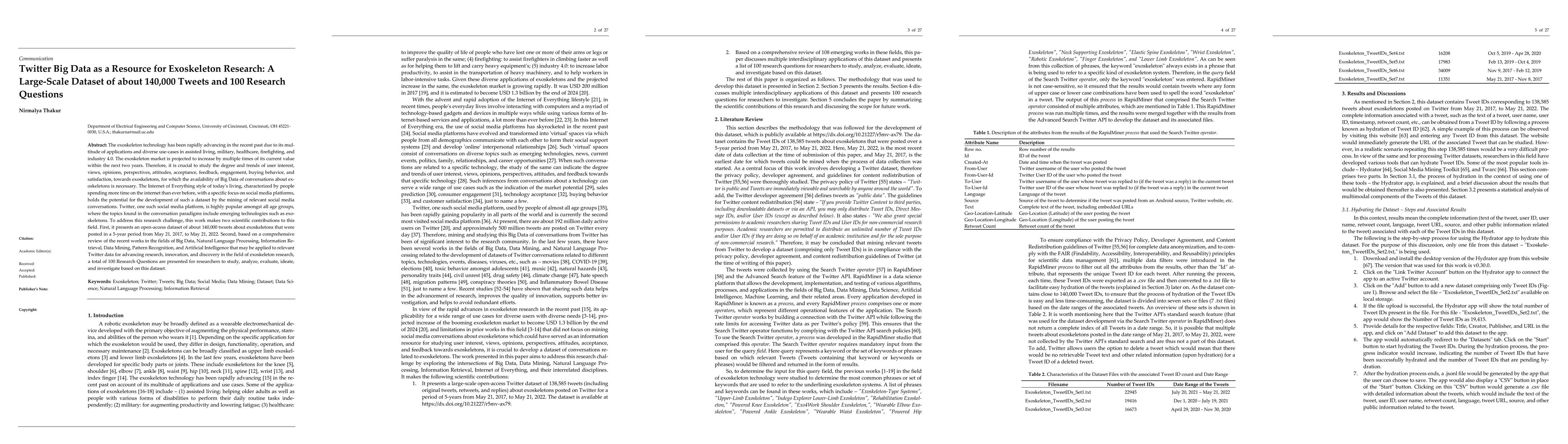 Thumbnail for Twitter Big Data as a Resource for Exoskeleton Research: A Large-Scale
  Dataset of about 140,000 Tweets and 100 Research Questions