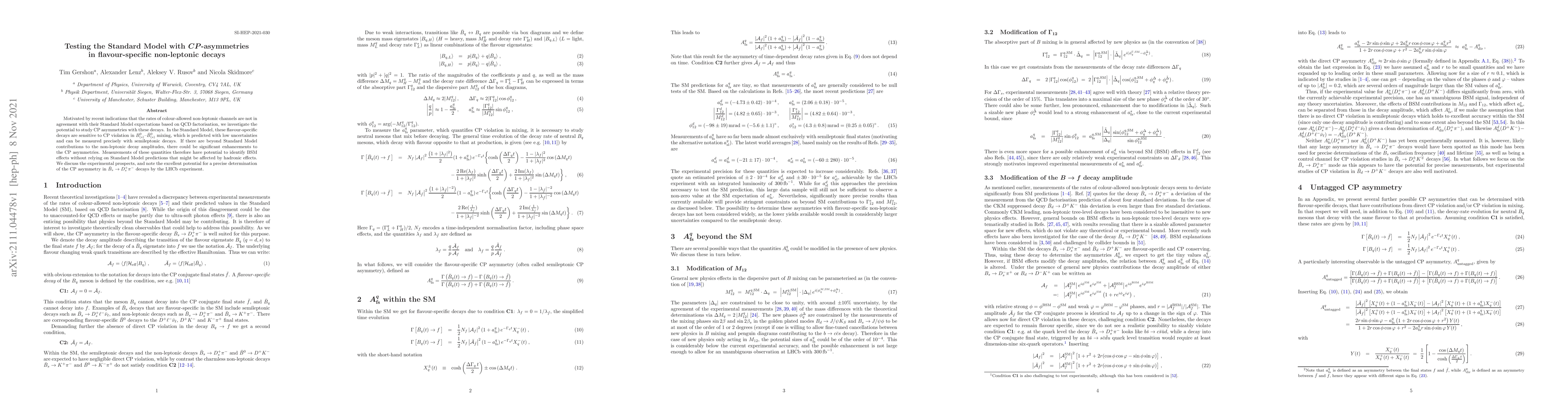 Thumbnail for Testing the Standard Model with CP-asymmetries in flavour-specific
  non-leptonic decays