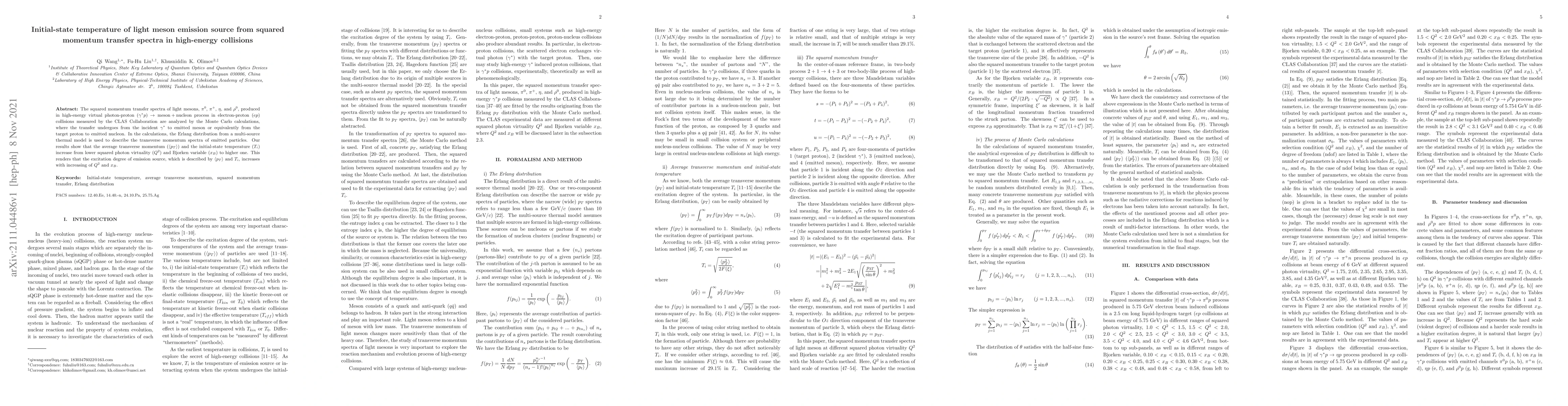 Thumbnail for Initial-state temperature of light meson emission source from squared
  momentum transfer spectra in high-energy collisions