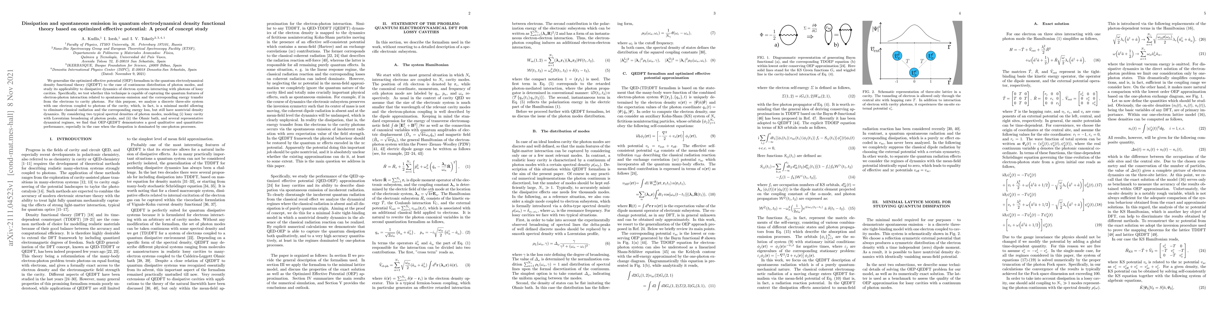 Thumbnail for Dissipation and spontaneous emission in quantum electrodynamical density
  functional theory based on optimized effective potential: A proof of concept
  study