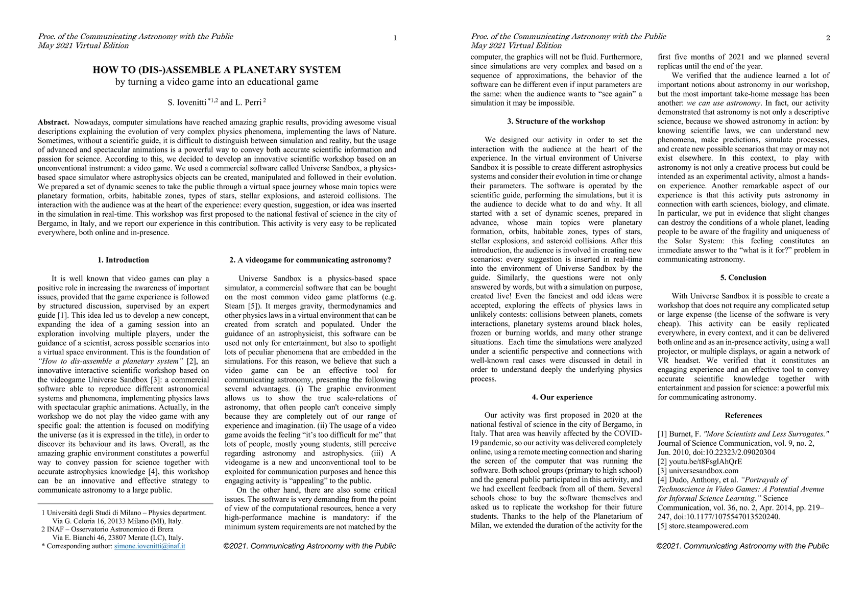 Thumbnail for HOW TO (DIS-)ASSEMBLE A PLANETARY SYSTEM (by turning a video game into
  an educational game)