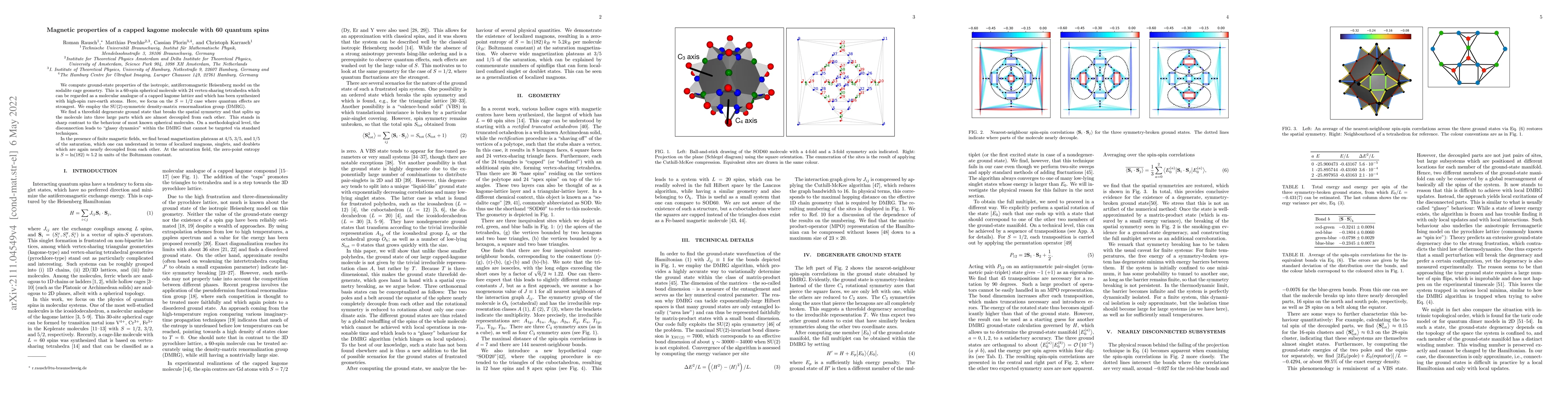 Thumbnail for Magnetic properties of a capped kagome molecule with 60 quantum spins