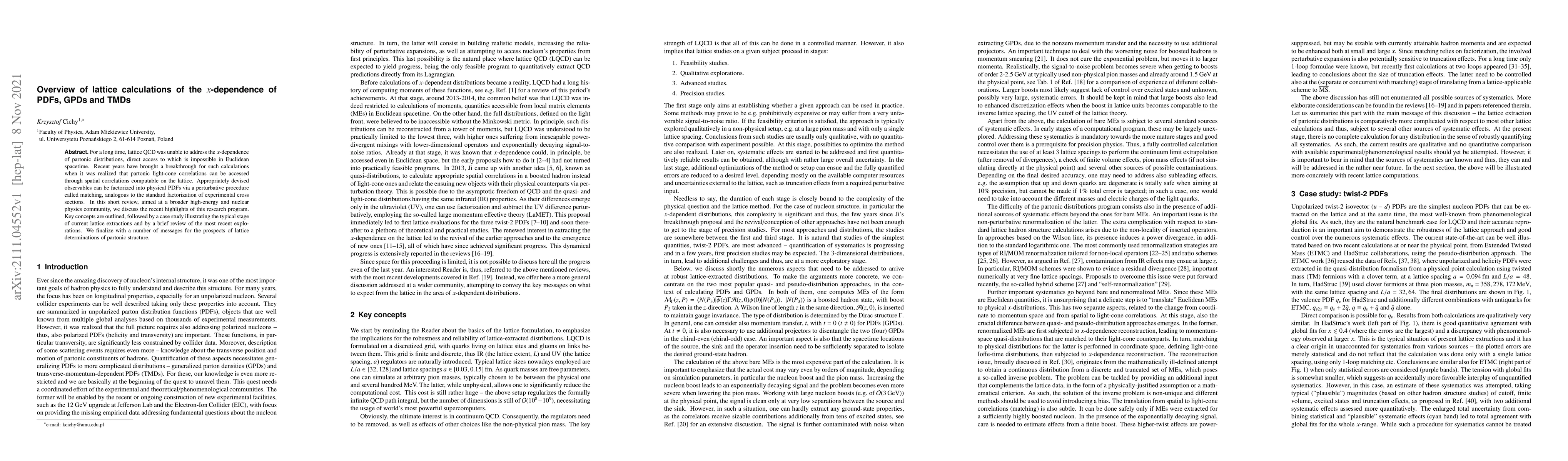Thumbnail for Overview of lattice calculations of the $x$-dependence of PDFs, GPDs and
  TMDs