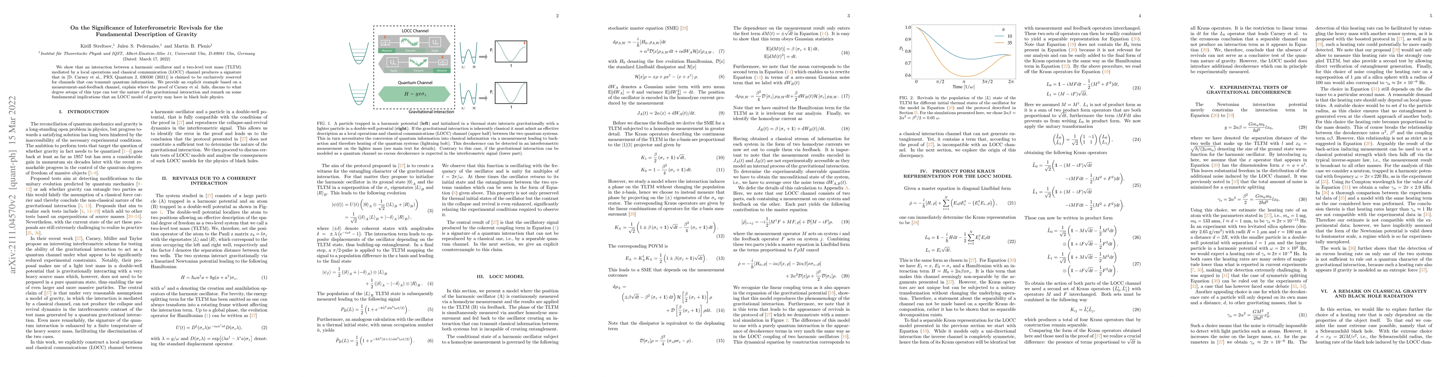 Thumbnail for On the Significance of Interferometric Revivals for the Fundamental
  Description of Gravity