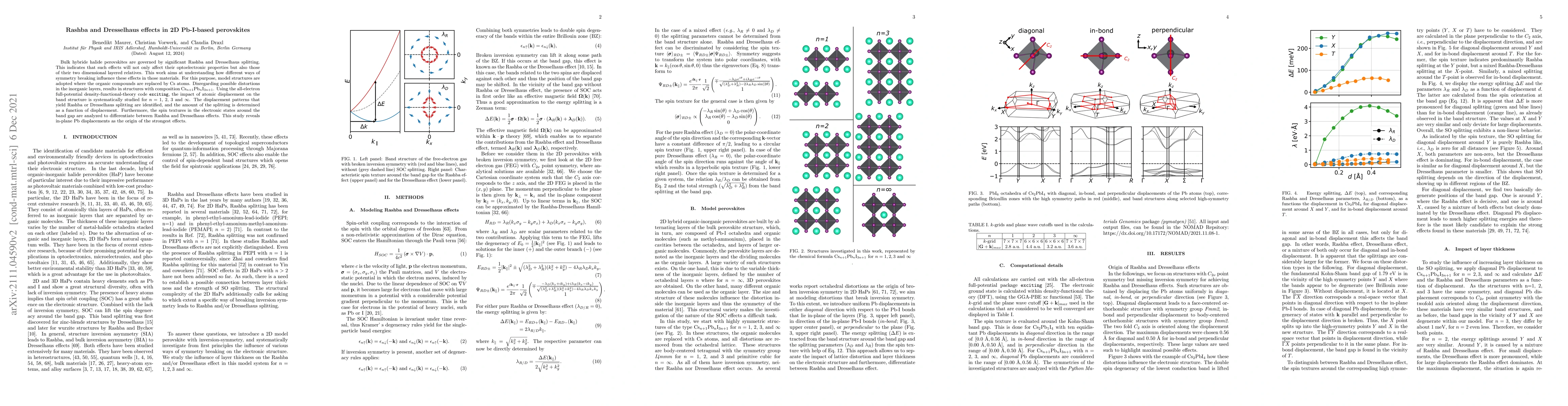 Thumbnail for Rashba and Dresselhaus effects in 2D Pb-I-based perovskites