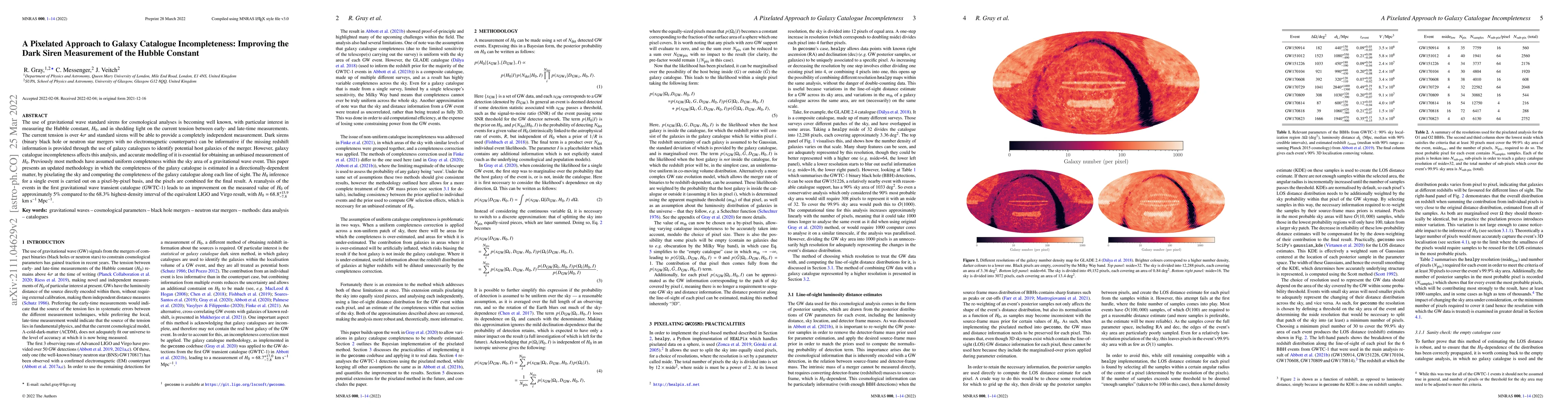 Thumbnail for A Pixelated Approach to Galaxy Catalogue Incompleteness: Improving the
  Dark Siren Measurement of the Hubble Constant