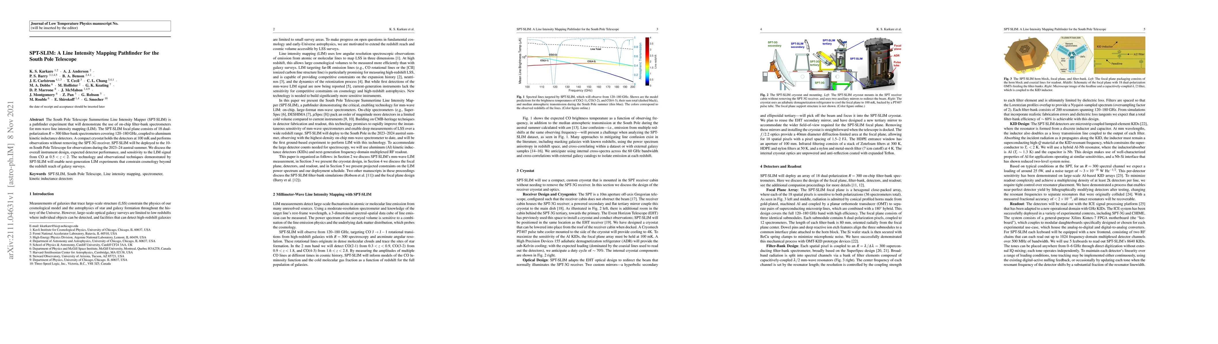 Thumbnail for SPT-SLIM: A Line Intensity Mapping Pathfinder for the South Pole
  Telescope