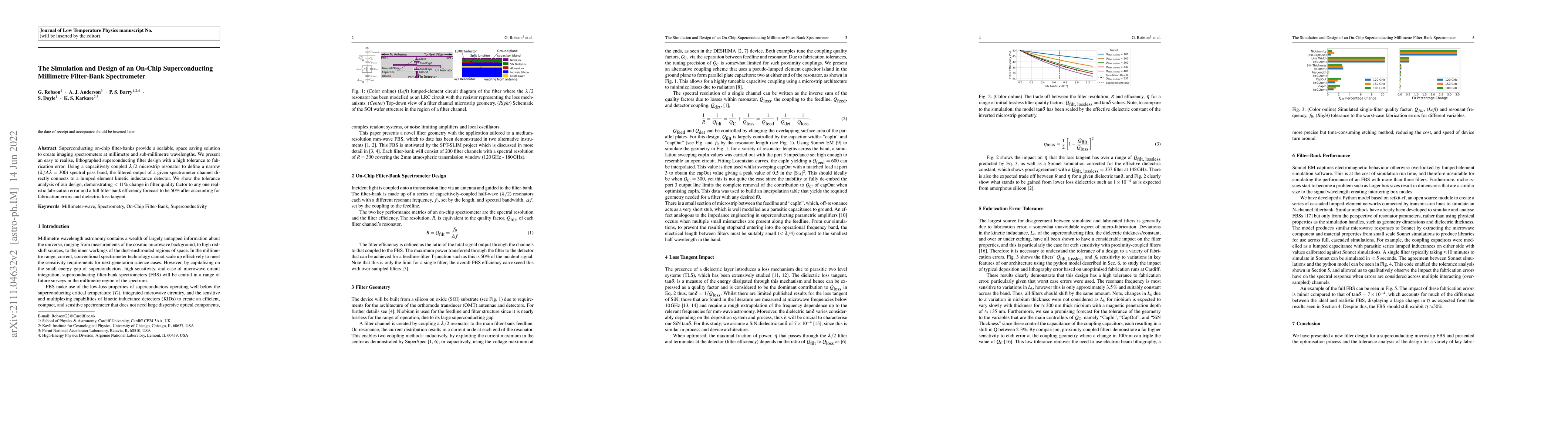 Thumbnail for The Simulation and Design of an On-Chip Superconducting Millimetre
  Filter-Bank Spectrometer