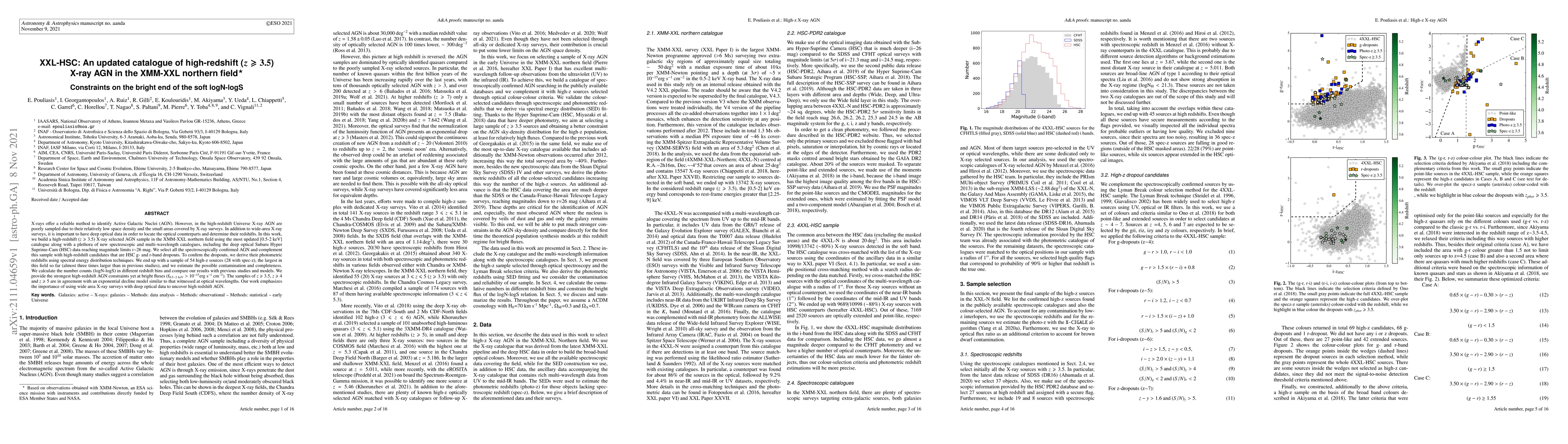 Thumbnail for XXL-HSC: An updated catalogue of high-redshift ($z\geqslant3.5$) X-ray
  AGN in the XMM-XXL northern field. Constraints on the bright end of the soft
  logN-logS