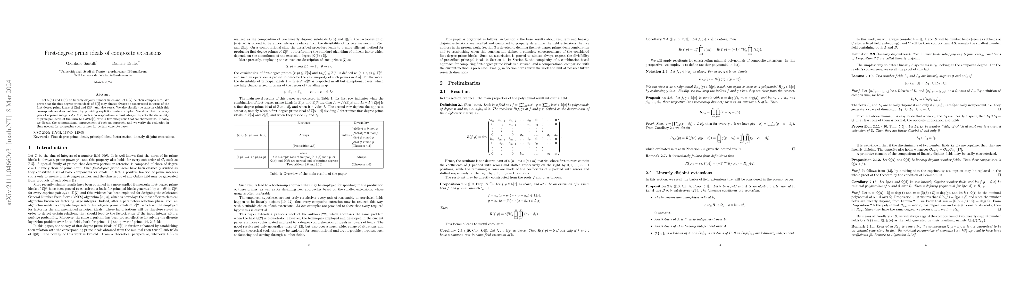Thumbnail for First-degree prime ideals of composite extensions