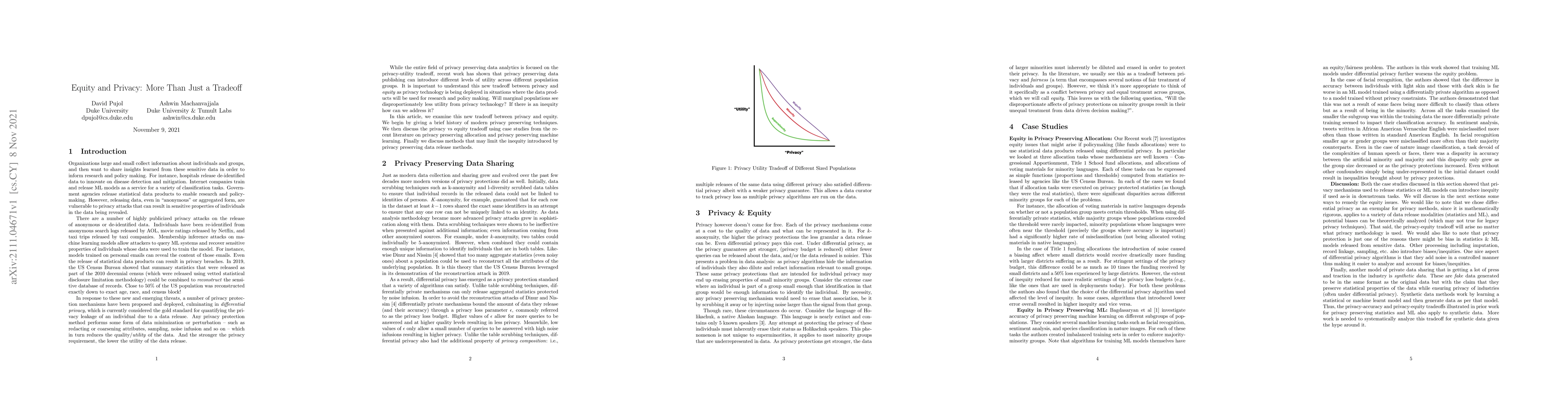 Thumbnail for Equity and Privacy: More Than Just a Tradeoff