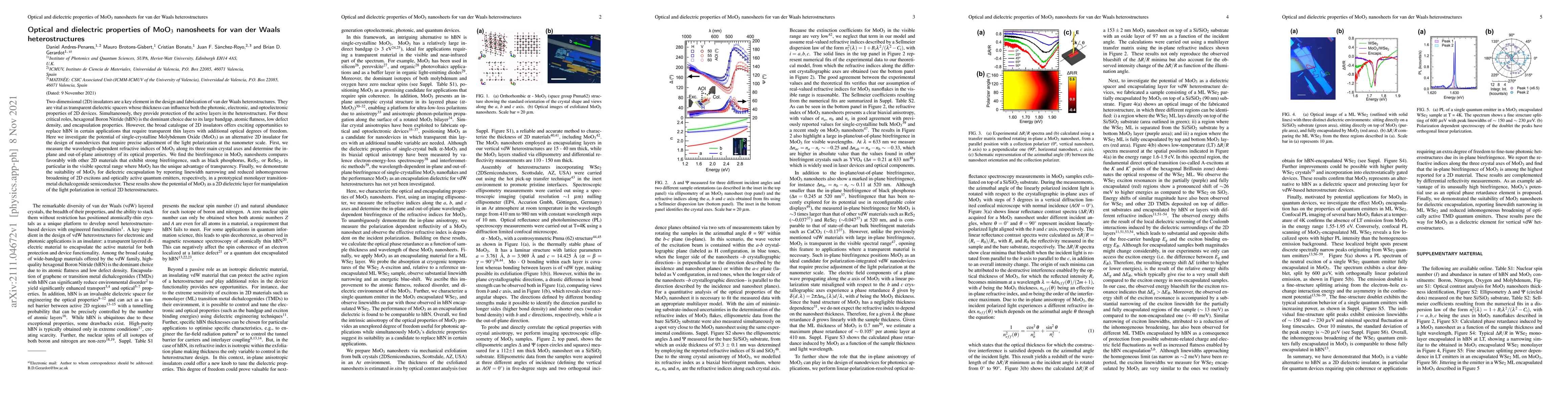 Thumbnail for Optical and dielectric properties of MoO$_3$ nanosheets for van der
  Waals heterostructures