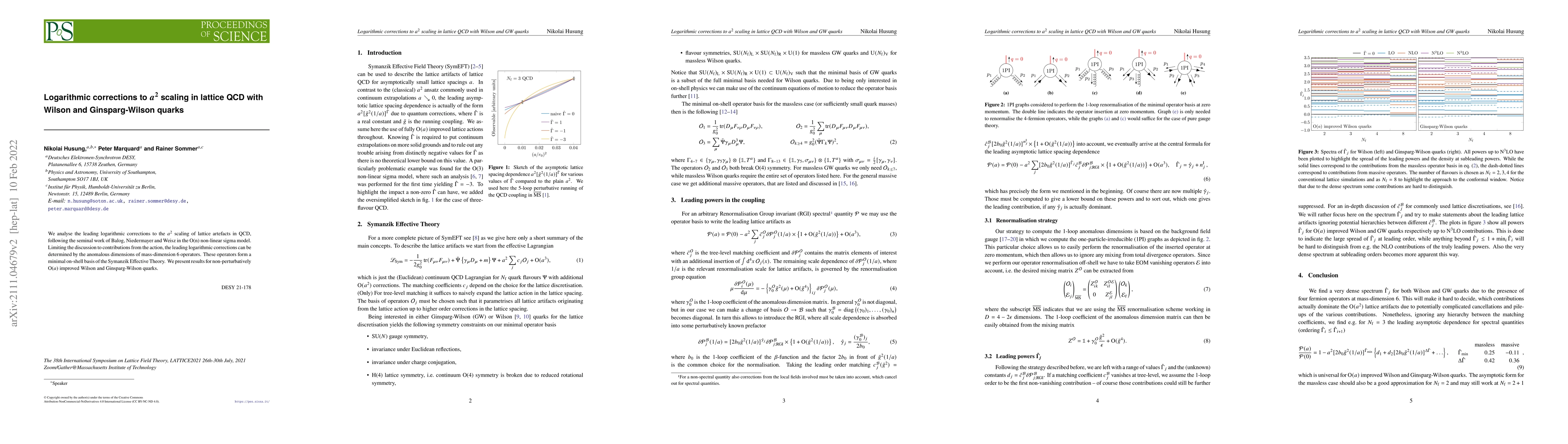 Thumbnail for Logarithmic corrections to $\mathbf{a^2}$ scaling in lattice QCD with
  Wilson and Ginsparg-Wilson quarks