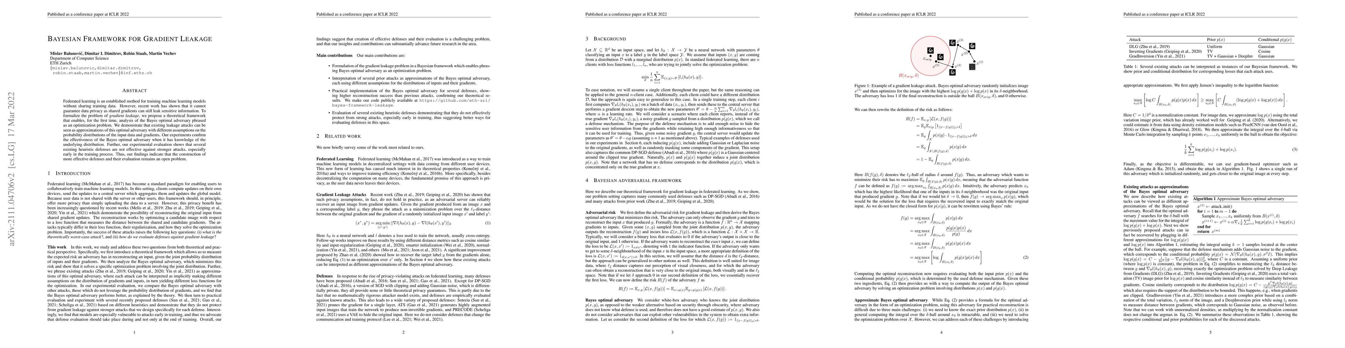 Thumbnail for Bayesian Framework for Gradient Leakage