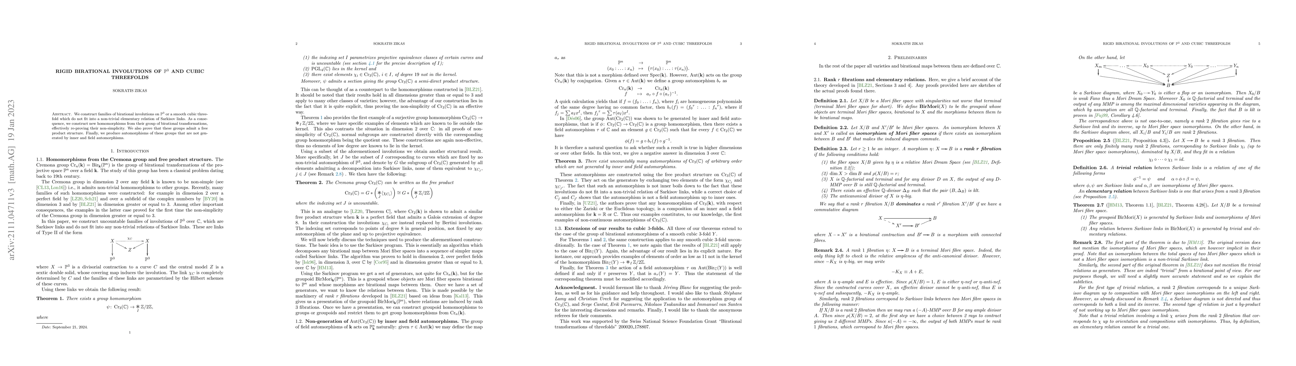 Thumbnail for Rigid birational involutions of $\mathbb{P}^3$ and cubic threefolds