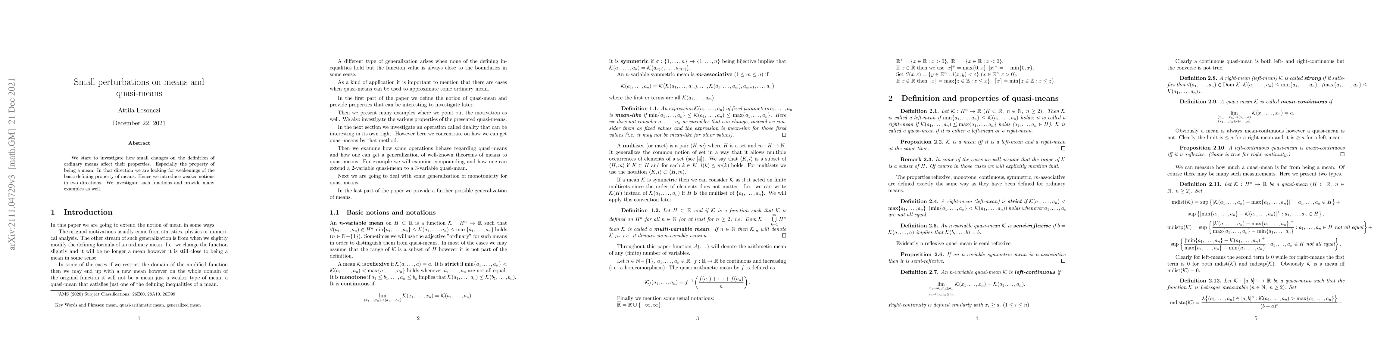Thumbnail for Small perturbations on means and quasi-means