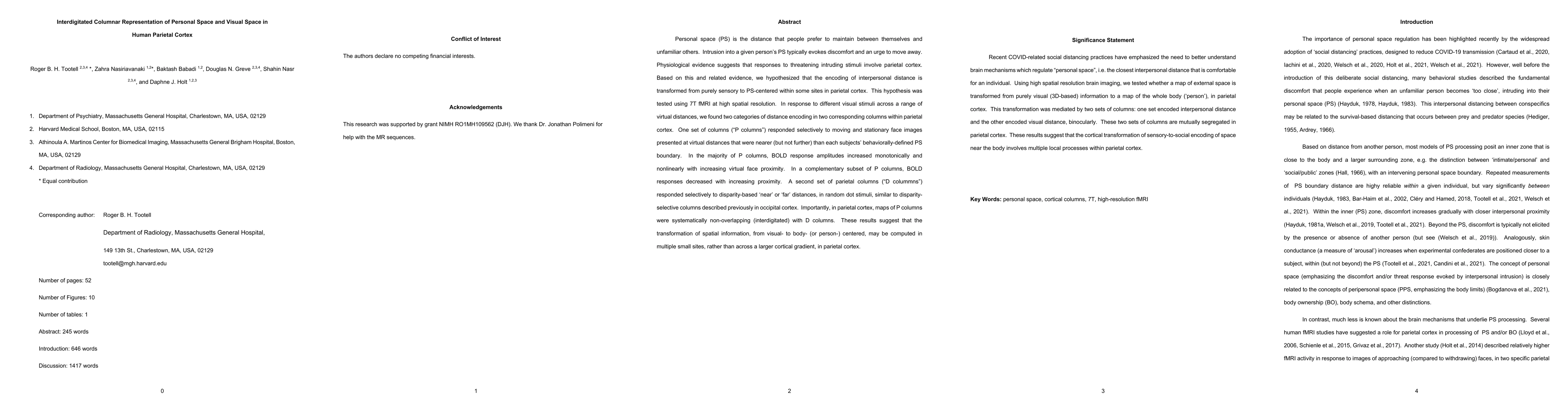 Thumbnail for Interdigitated Columnar Representation of Personal Space and Visual
  Space in Human Parietal Cortex