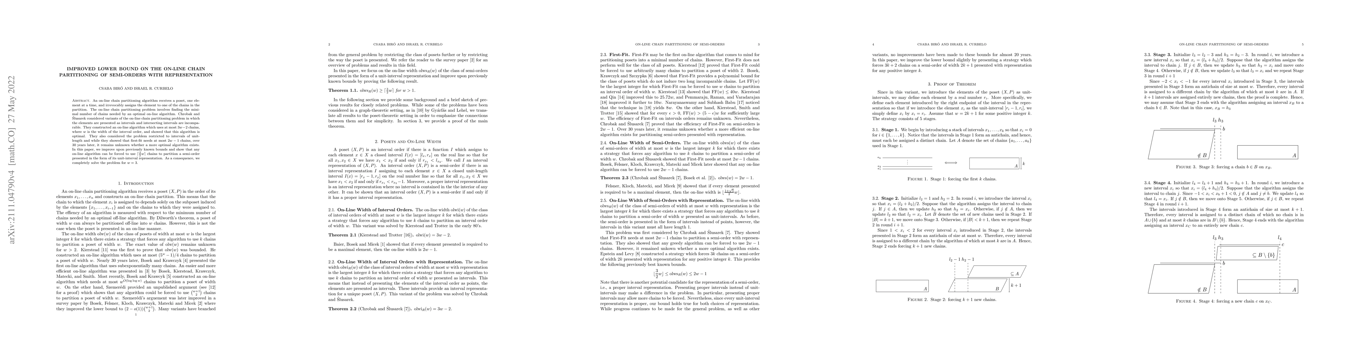 Thumbnail for Improved lower bound on the on-line chain partitioning of semi-orders
  with representation
