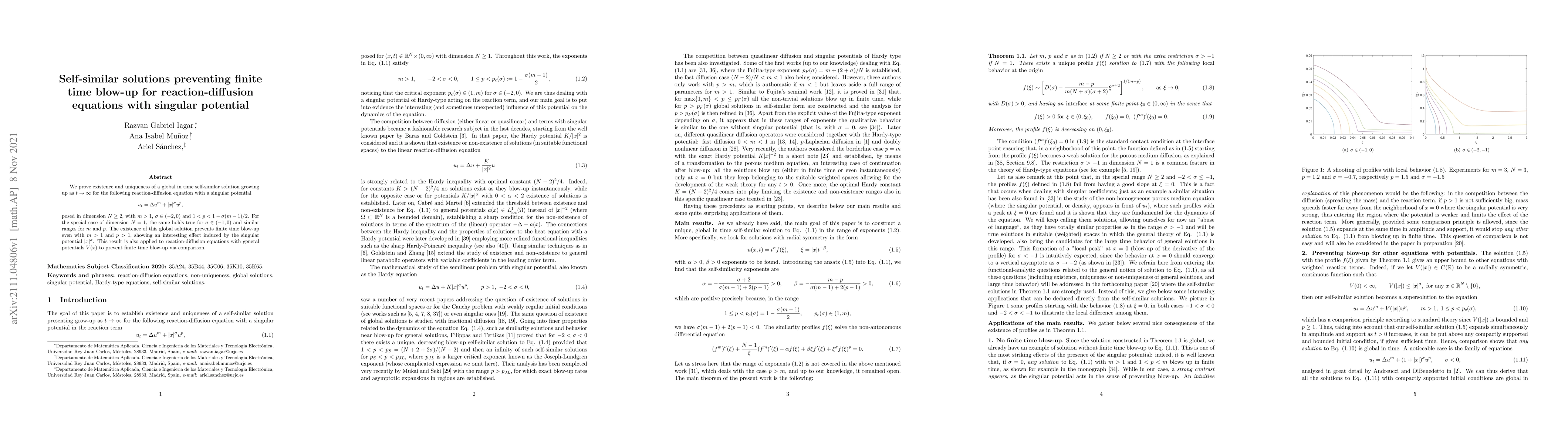 Thumbnail for Self-similar solutions preventing finite time blow-up for
  reaction-diffusion equations with singular potential