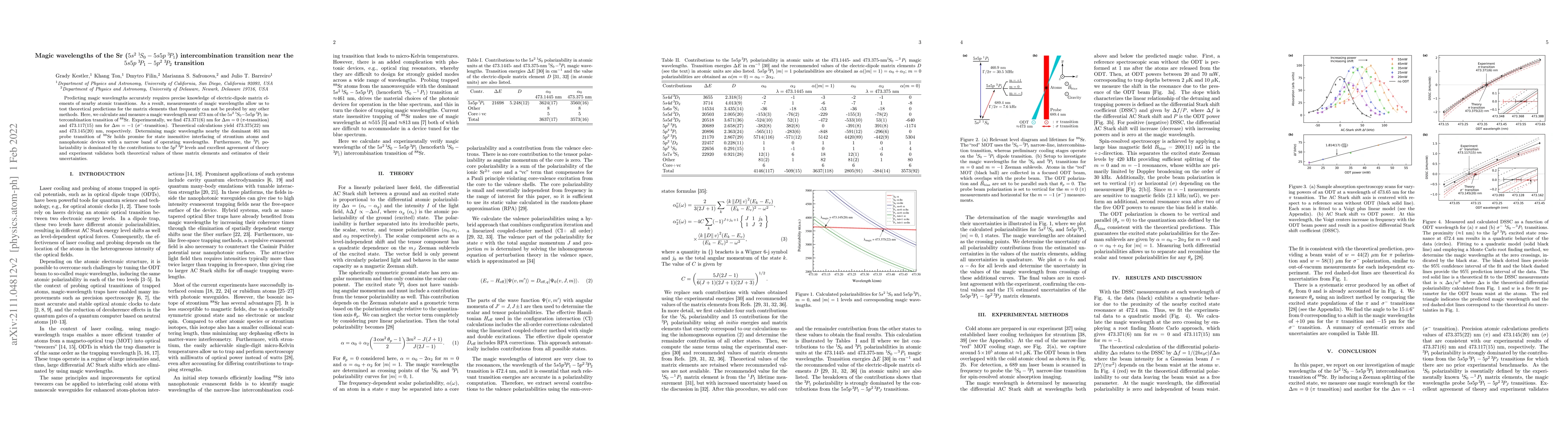 Thumbnail for Magic wavelengths of the Sr ($5s^2\;^1\!S_0$--$5s5p\;^3\!P_1$)
  intercombination transition near the $5s5p\;^3\!P_1$--$5p^2\;^3\!P_2$
  transition