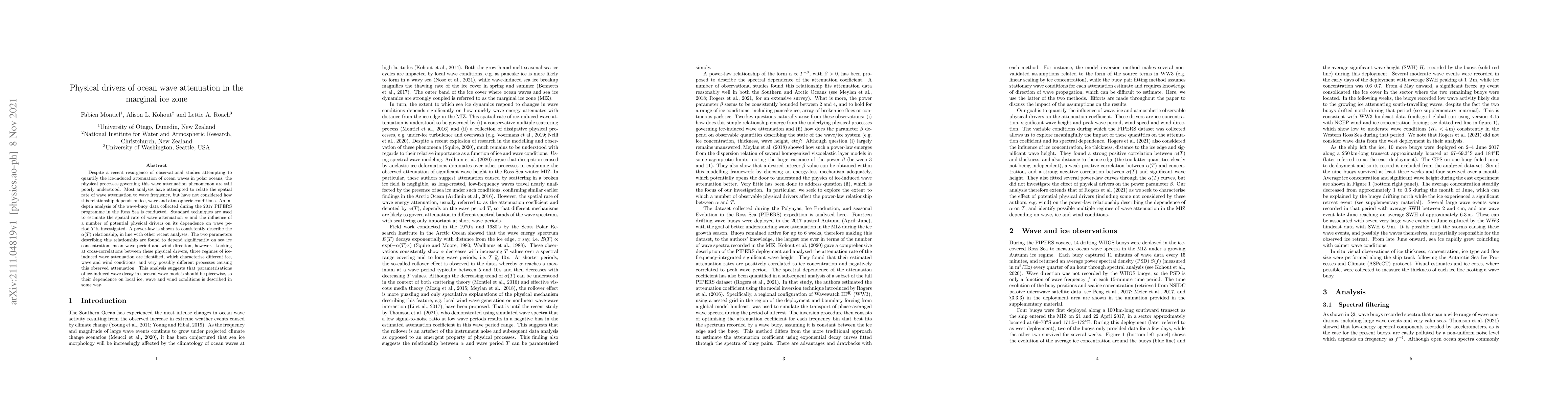 Thumbnail for Physical drivers of ocean wave attenuation in the marginal ice zone