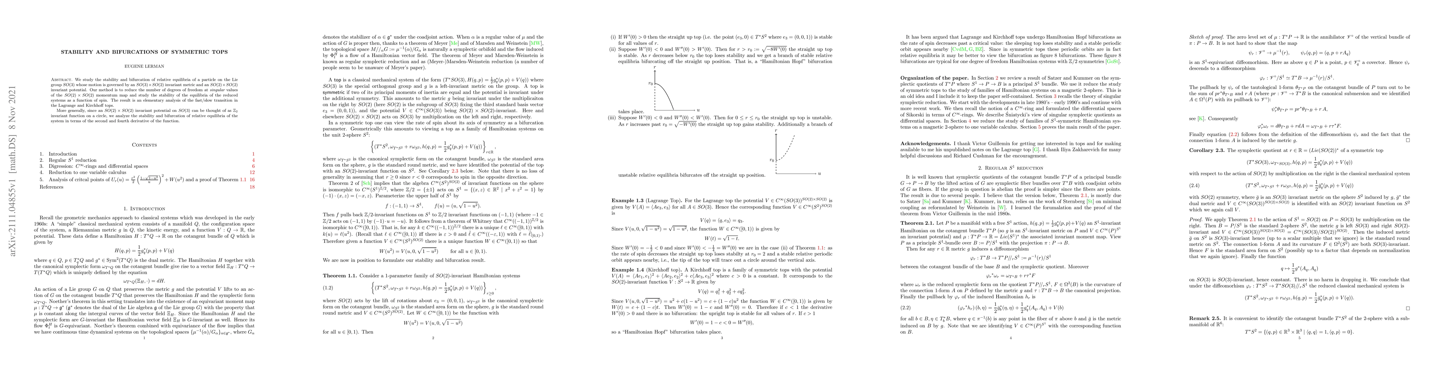 Thumbnail for Stability and bifurcations of symmetric tops