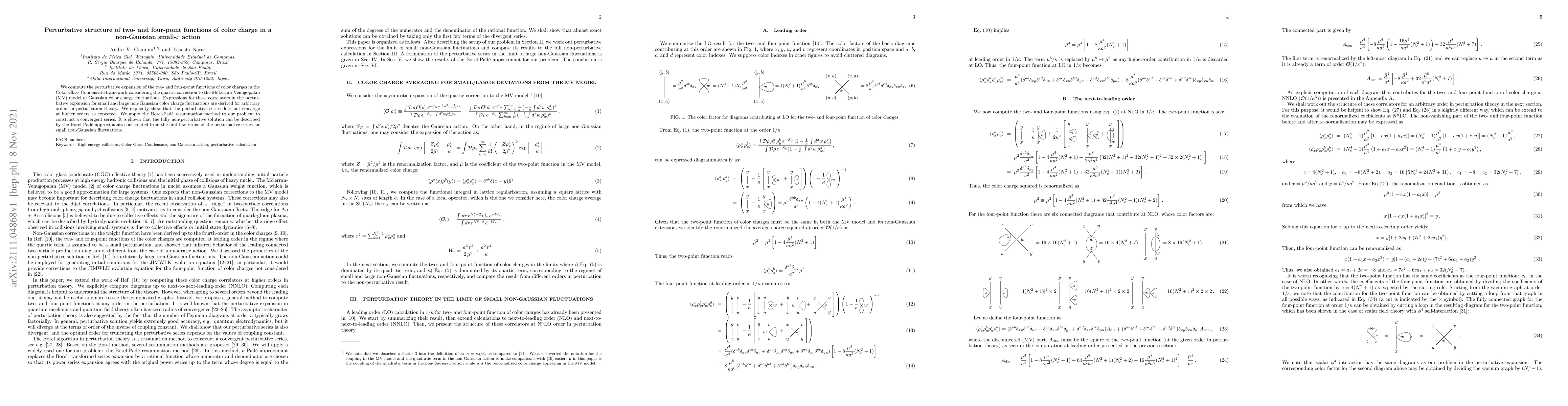 Thumbnail for Perturbative structure of two- and four-point functions of color charge
  in a non-Gaussian small-$x$ action
