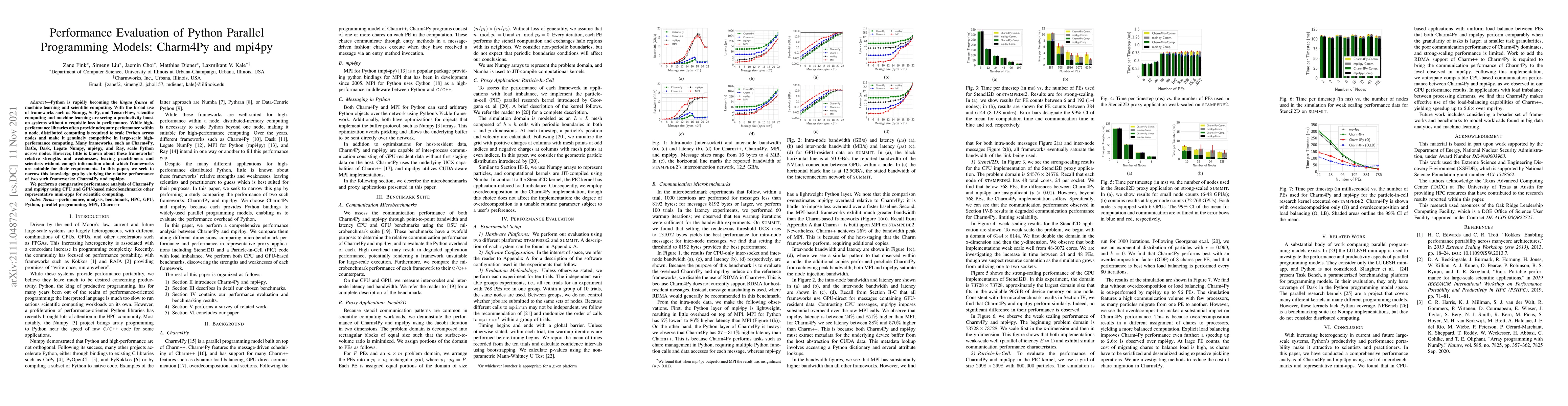 Thumbnail for Performance Evaluation of Python Parallel Programming Models: Charm4Py
  and mpi4py