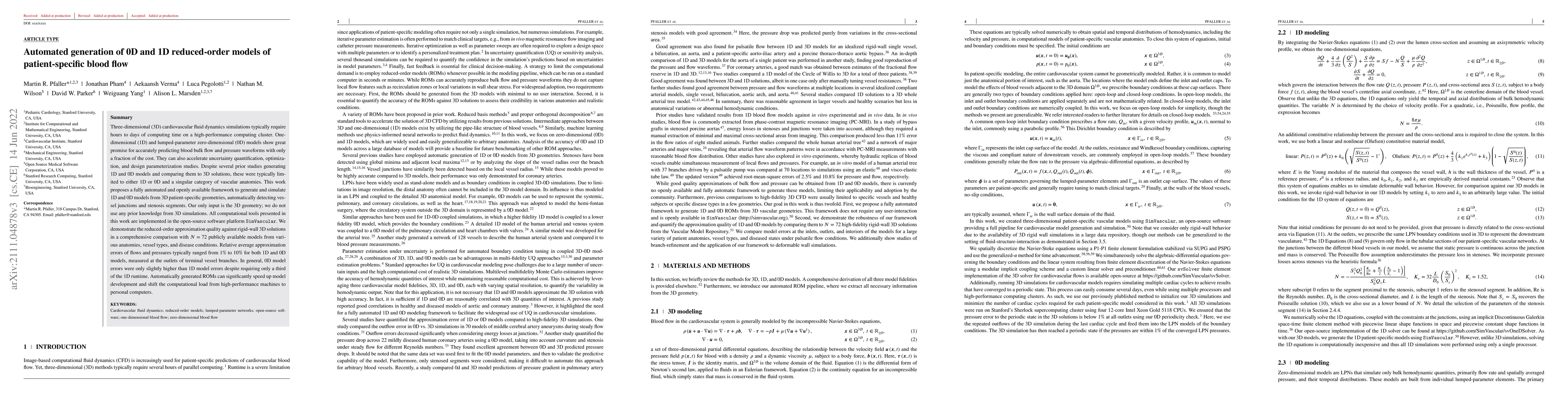 Thumbnail for Automated generation of 0D and 1D reduced-order models of
  patient-specific blood flow