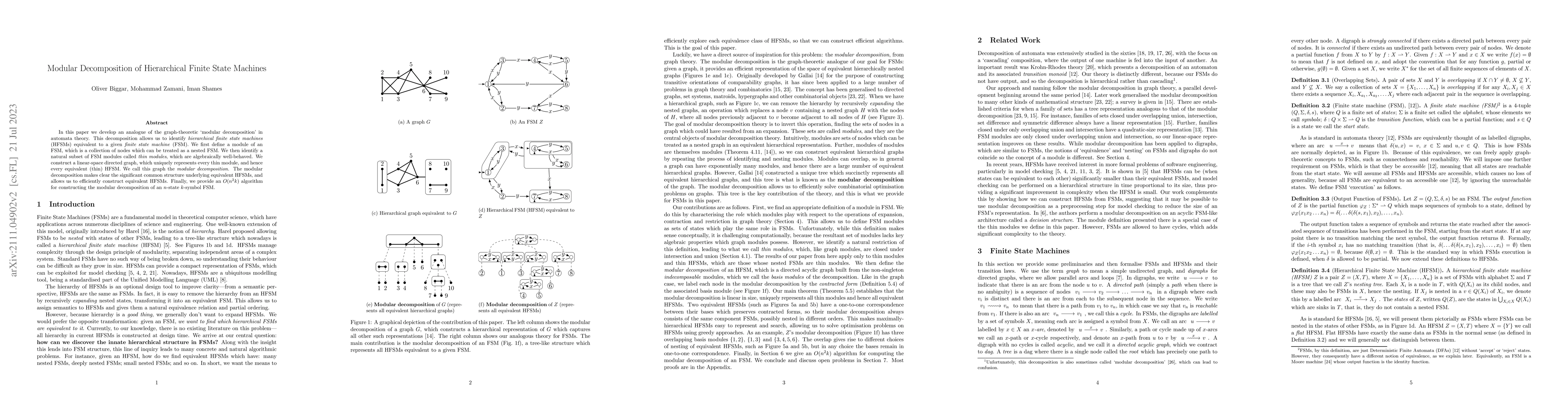 Thumbnail for Modular Decomposition of Hierarchical Finite State Machines