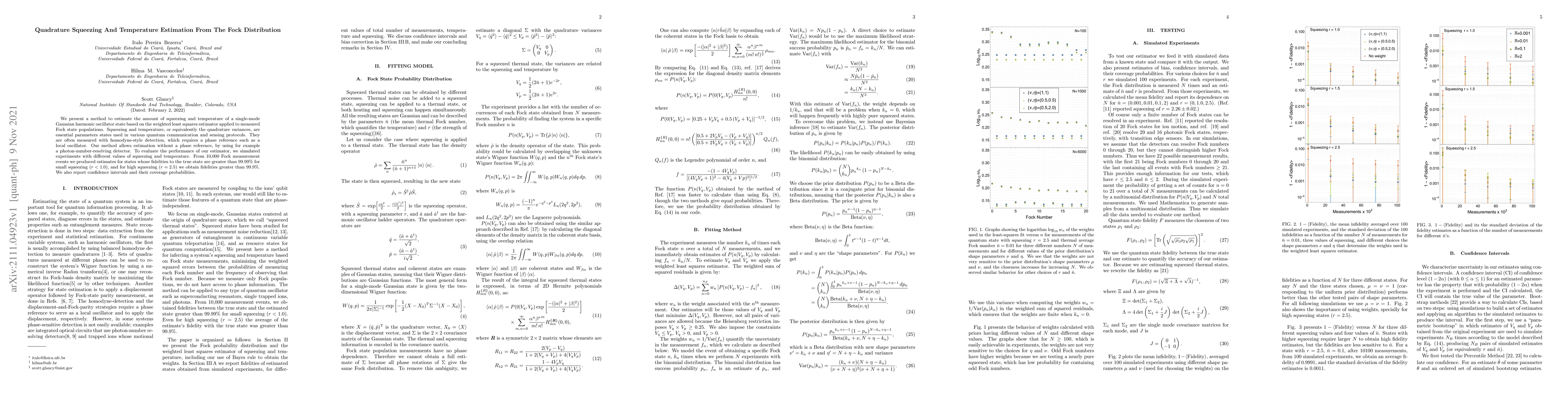 Thumbnail for Quadrature Squeezing And Temperature Estimation From The Fock
  Distribution