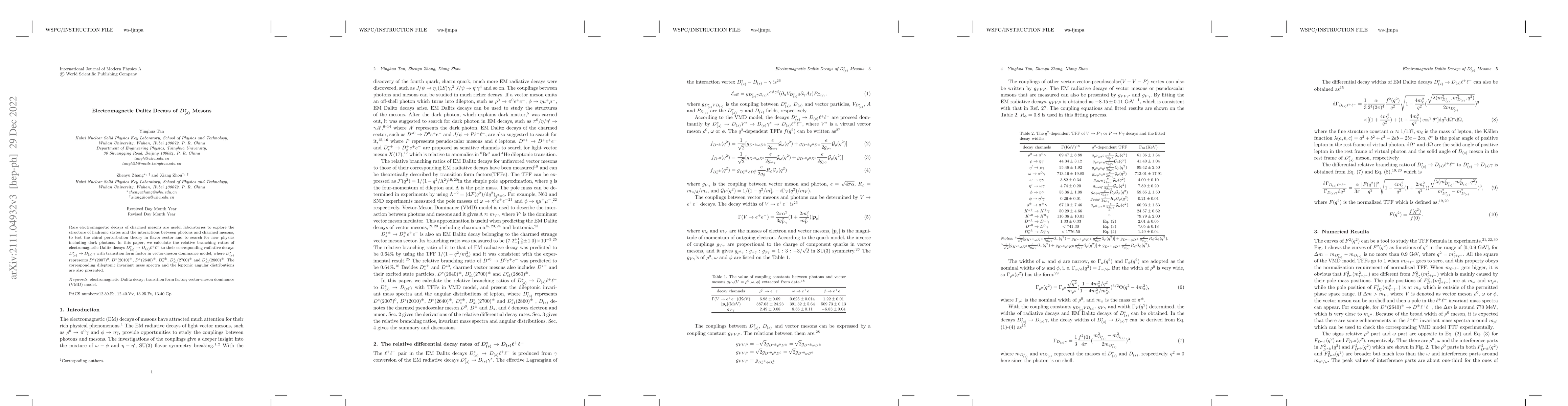 Thumbnail for Electromagnetic Dalitz Decays of $D_{(s)}^\ast$ Mesons
