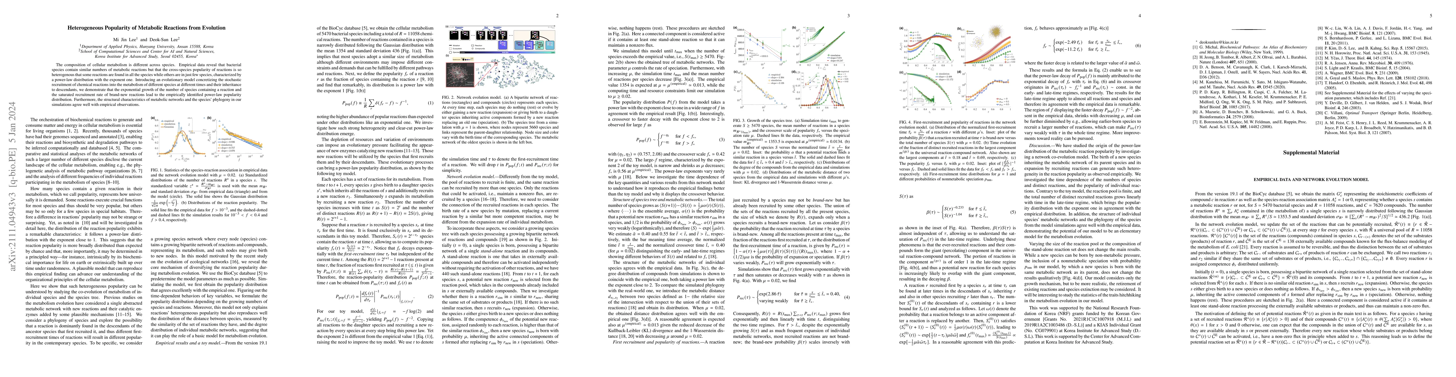 Thumbnail for Heterogeneous popularity of metabolic reactions from evolution