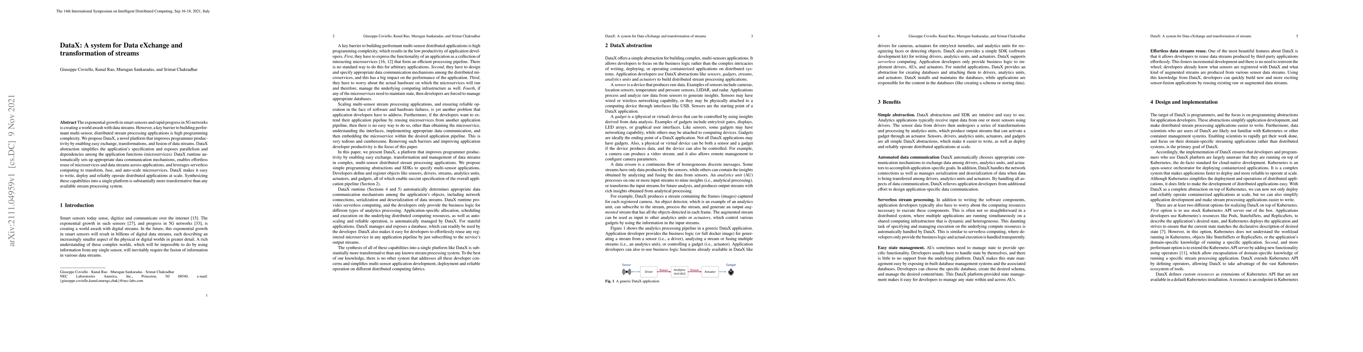 Thumbnail for DataX: A system for Data eXchange and transformation of streams