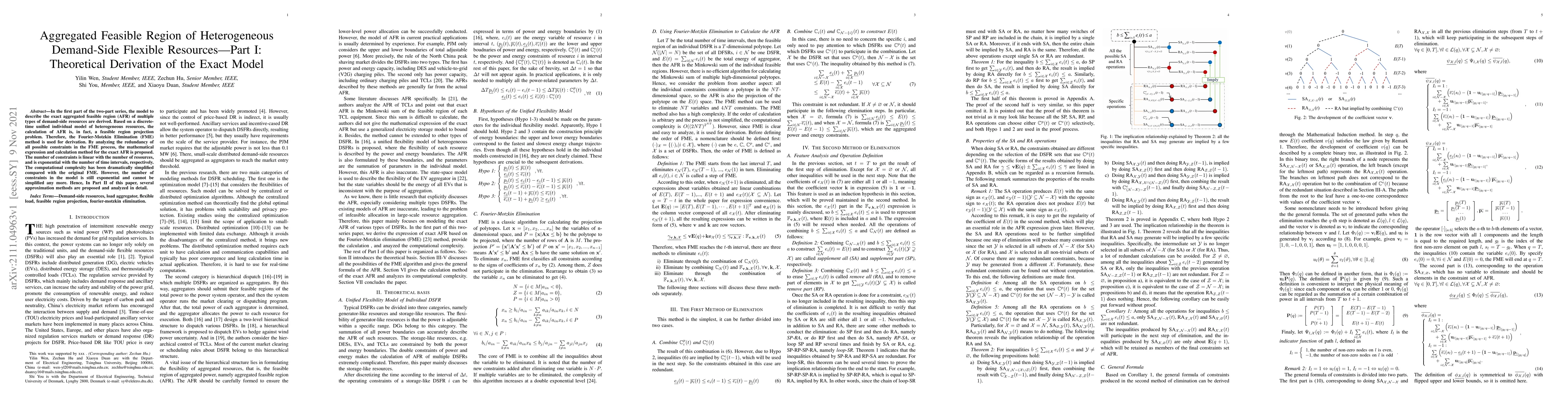 Thumbnail for Aggregated Feasible Region of Heterogeneous Demand-Side Flexible
  Resources -- Part I: Theoretical Derivation of the Exact Model